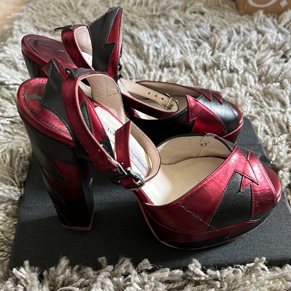 TERRY DE HAVILLAND - ZIA RED/BLACK LUXURY BLOCK HEEL - Picture 6 of 13